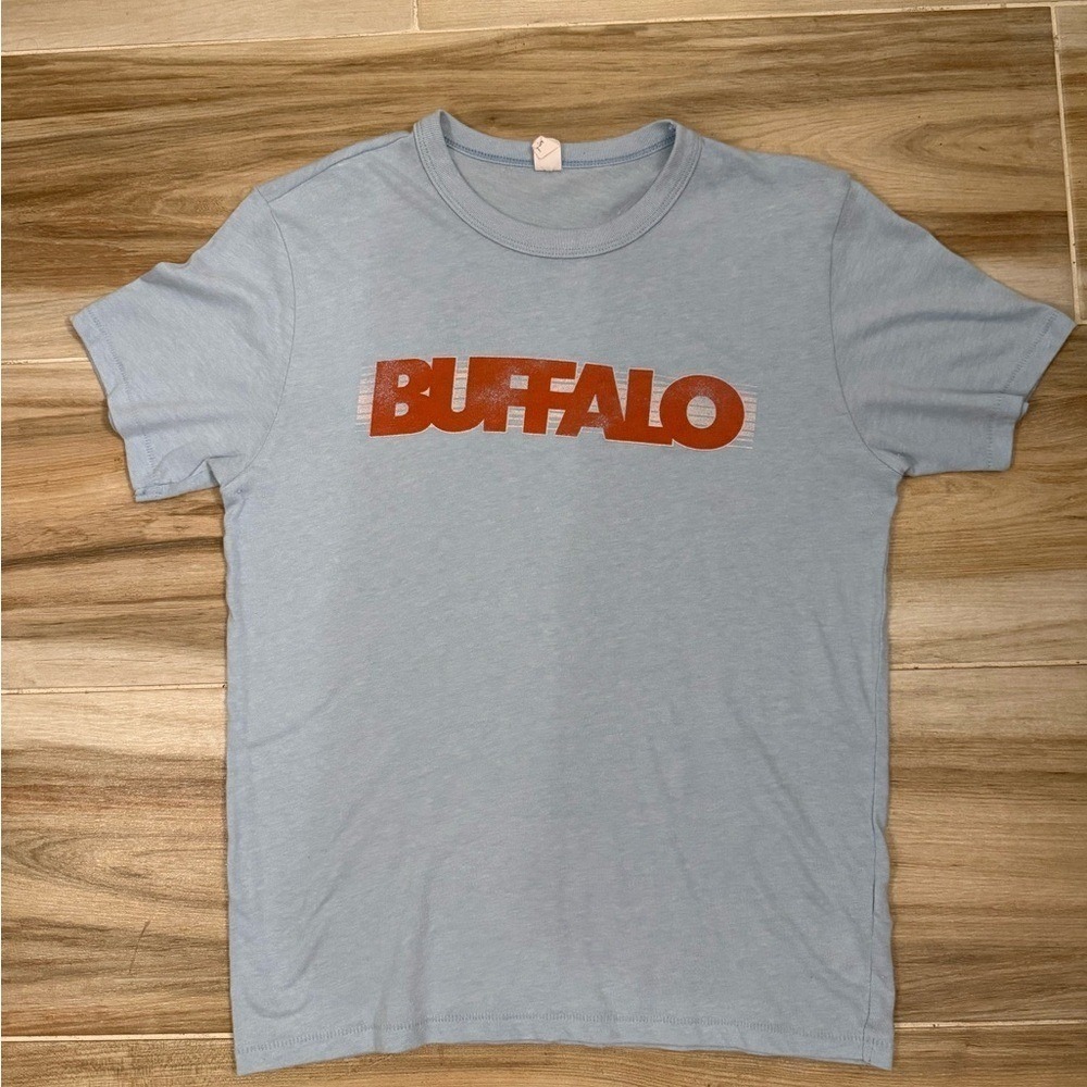 Buffalo David Bitton Light Blue and Red Men's Tee single stitch